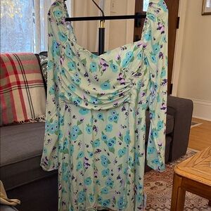 ASOS Mint Green Floral Long Sleeve Dress